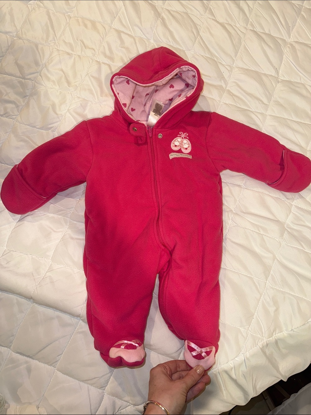 Baby Fleece One-Piece Coverall in Pink with Hood! Snow suit